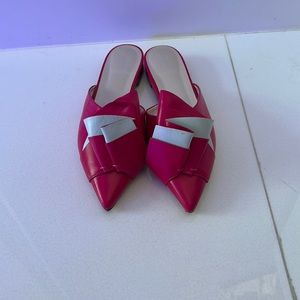 Delpozo slides, 37 1/2, worn once. Hot pink leather.